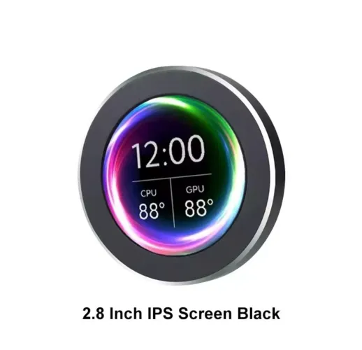 Tela secundária IPS redonda de 2,1 polegadas com monitoramento de CPU, GPU .