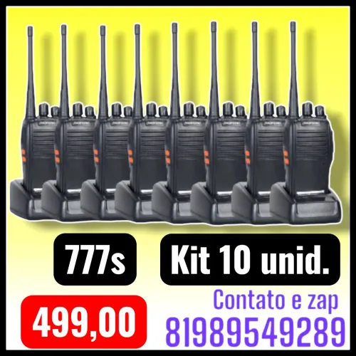RÁDIO COMUNICADOR BAOFENG 777S KIT COM 10 UNIDADES