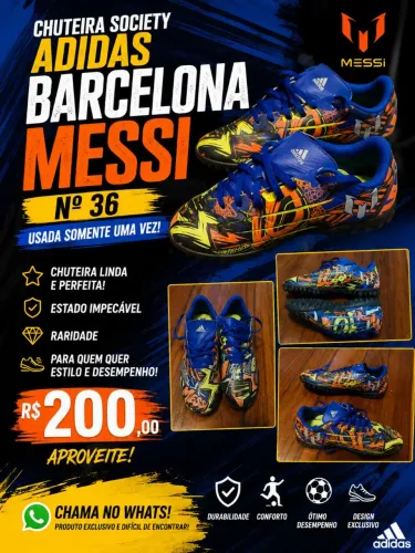 Chuteira Society Messi Barcelona N°36