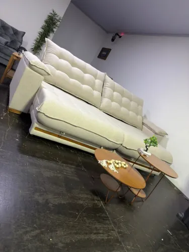 Sofá kansas 2,90m linho bege retrátil e reclinavel, pillow top