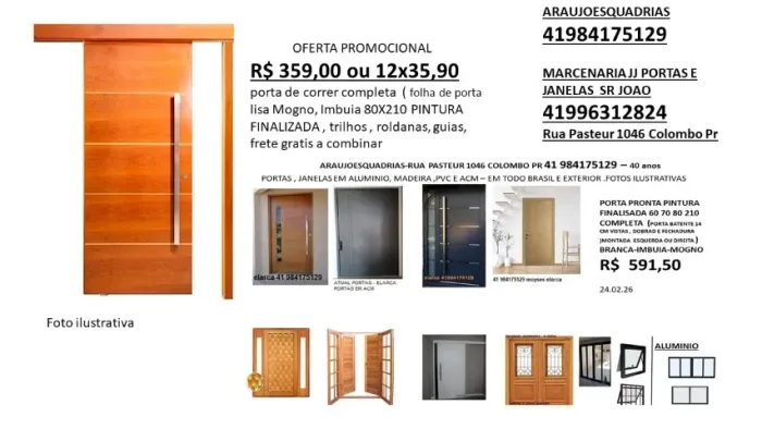 porta correr imbuia mogno pintura finalizada completa 80210 359,00-12x35,90