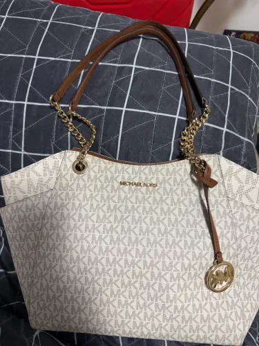 Bolsa Tote Michael Kors Jet Set Baunilha Monograma Baunilha Monograma Dorados Marrom Café