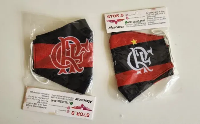 Máscaras de tecido Flamengo - acessório temático (par)