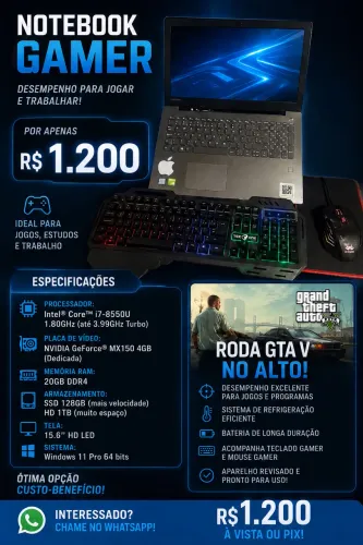 Notebook Gamer - aceito Ofertas