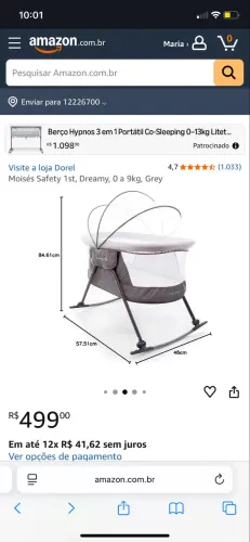 Moisés Safety 1st, Dreamy, 0 a 9kg, Grey