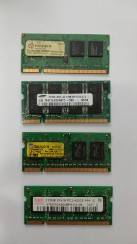 Kit de 4 Placas de Memória RAM DDR SODIMM 512 mb - Notebook
