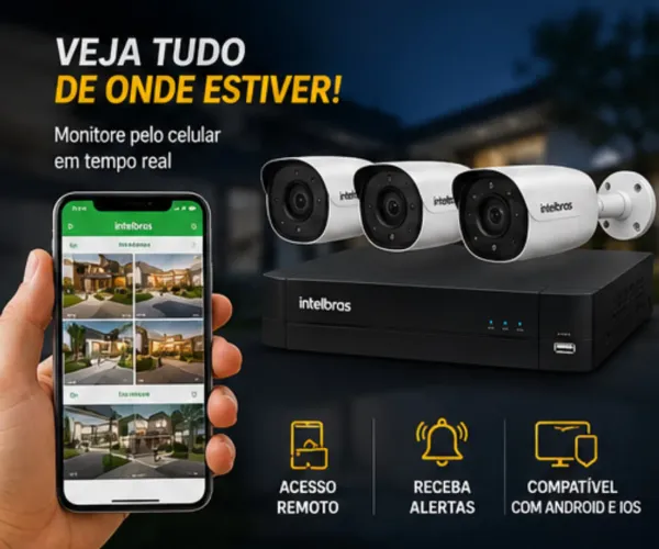 Kit de segurança intelbras com 4 cameras