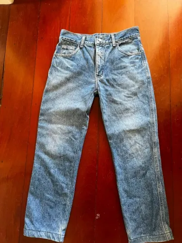 calça jeans feminina reta cintura alta azul estonada