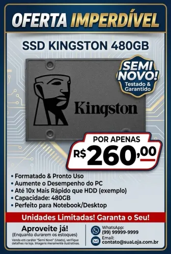 Ssd 480GB KINGSTON SEMI NOVO