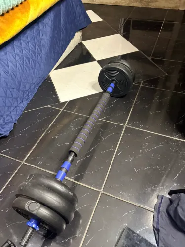 Conjunto Anilhas Halteres Barra 12kg Fitness Musculação Kit