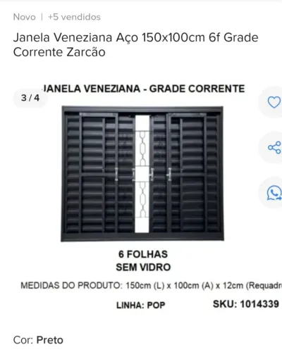 Vendo janela veneziana 100×150  usada tirada mas em bom estado 