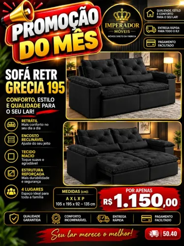 Sofá Retrátil Grecia 195