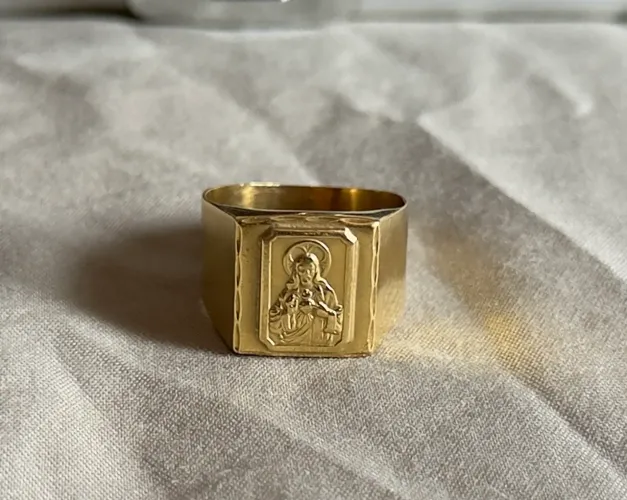 Anel Ouro Imagem Jesus Cristo Masculino 18k.