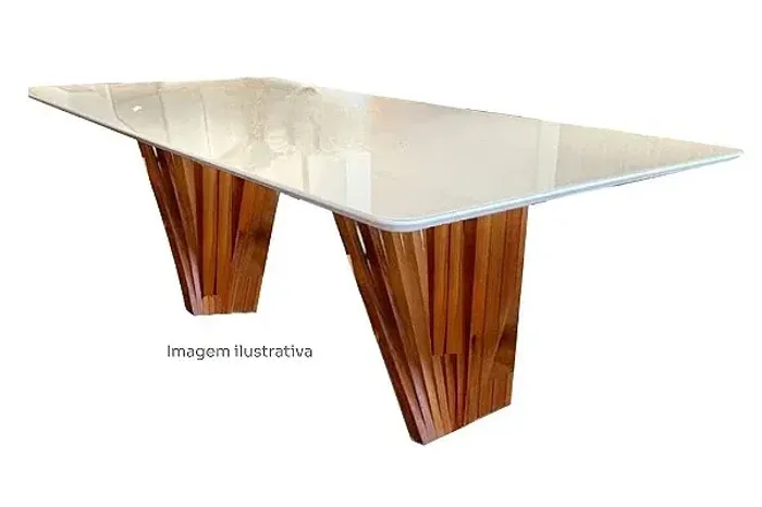 MESA DE JANTAR DESIGN MODERNO 200X100 VIDRO C/BORDA r33
