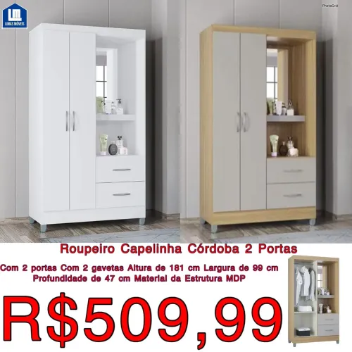 Guarda Roupas Capelinha cordoba / 2 cores / frete grátis / pague na entrega