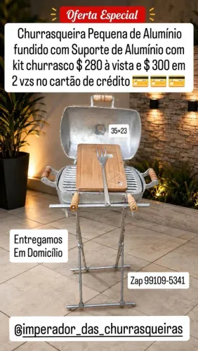 Churrasqueira Pequena com Suporte com kit churrasco