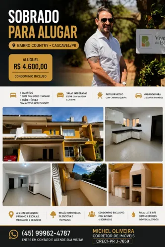 SOBRADO AMPLO PARA LOCAÇÃO | BAIRRO COUNTRY - CASCAVEL/PR