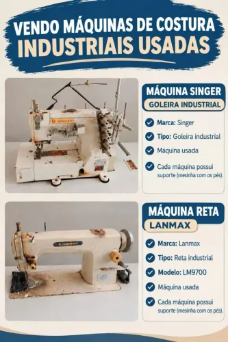 02 MÁQUINAS DE COSTURA INDUSTRIAIS À VENDA
