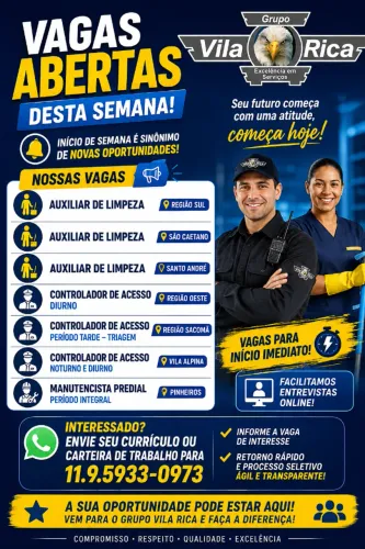VAGAS INICIO IMEDIATO