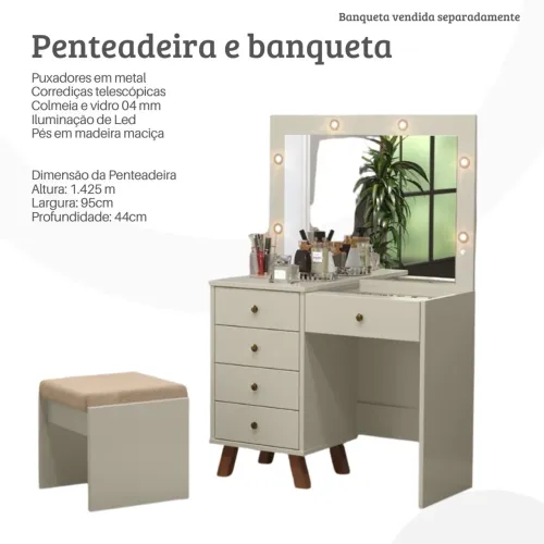 Penteadeira Camarim e banqueta - Promoção