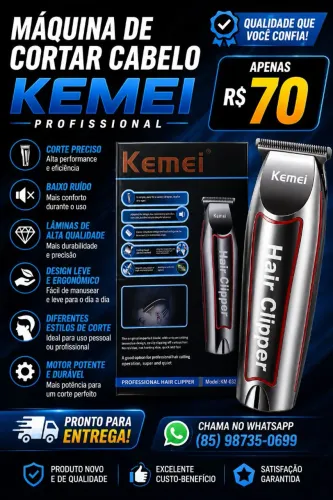 Máquina de Cortar Cabelo Kemei Profissional