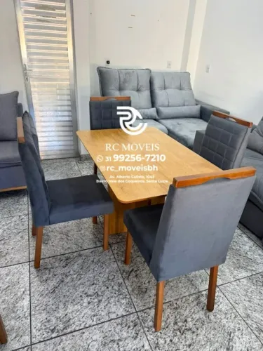 Mesa de jantar 1,20x0,80 tampo Amadeirado + 4 Cadeiras Madeira maciça - Com Nota Fiscal