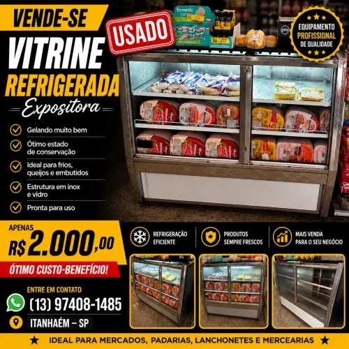 Vendo vitrine refrigerada expositora usada em ótimo estado de conservação.