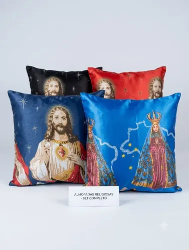 Almofadas Decorativas 50x50cm - Estampa Religiosa (Tecido Resistente)
