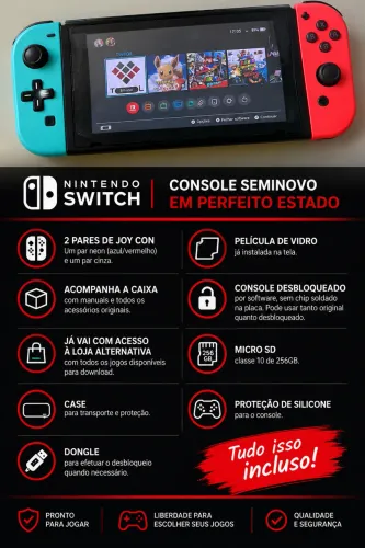Nintendo Switch desbloqueado completo