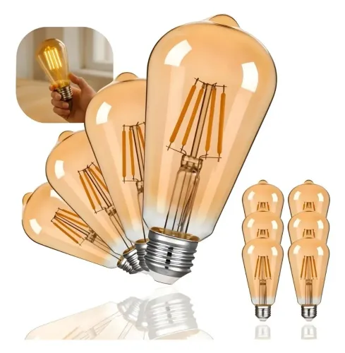 Kit 7 Lâmpadas Filamento LED Pera ST64