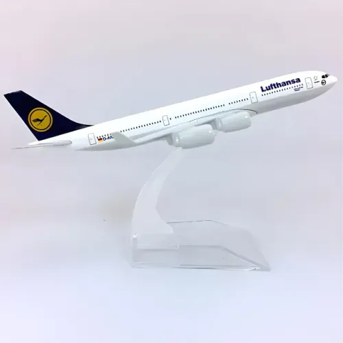 Miniatura Avião Airbus A340 Lufthansa 16 cm Liga de Metal Modelo Colecionável de Alta Fide