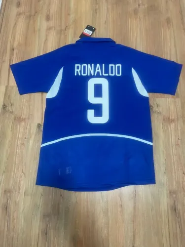 Camisa Brasil Retrô 2002 Ronaldo Azul - Tamanho G