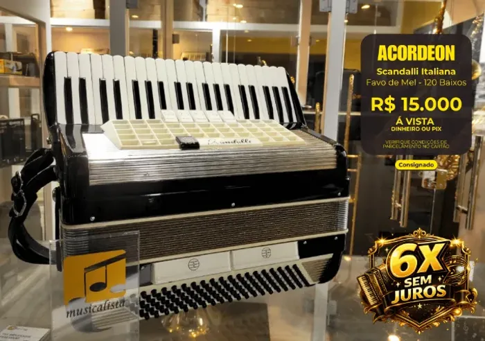 Acordeom Scandalli Favo de mel 120 baixos - Italiana
