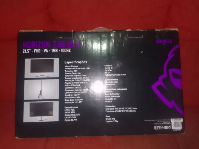 Monitor Mancer 21,5" Pouco Usado - Com Caixa e Nota Fiscal