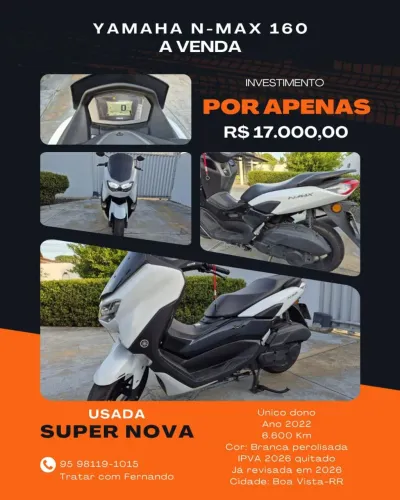 Moto Yamaha Nmax 160 ABS 2022. Muito nova, apenas 6.600km rodados.