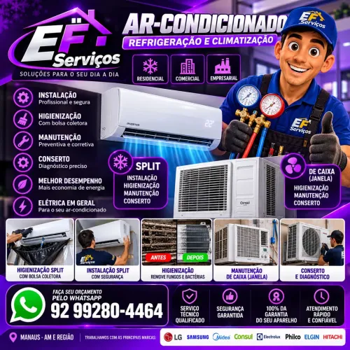 Conserto de ar-condicionado split e de caixa,chama a EF REFRIGERAÇÃO