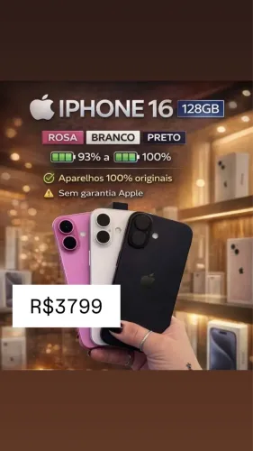 IPHONE 16 - 128 gb SEMI NOVOS IMPECÁVEIS COM GARANTIA 