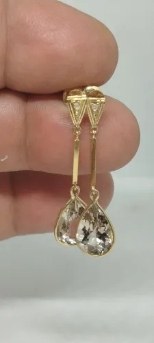Brincos em Ouro 18k750 -Pedra em Gota