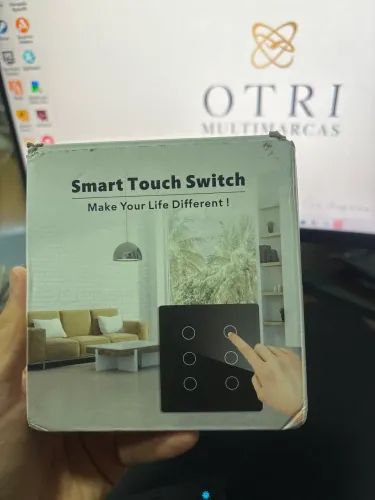 Interruptor Smart Touch 8 Botões Painel Vidro Preto Touch Screen Inteligente LED Bivolt