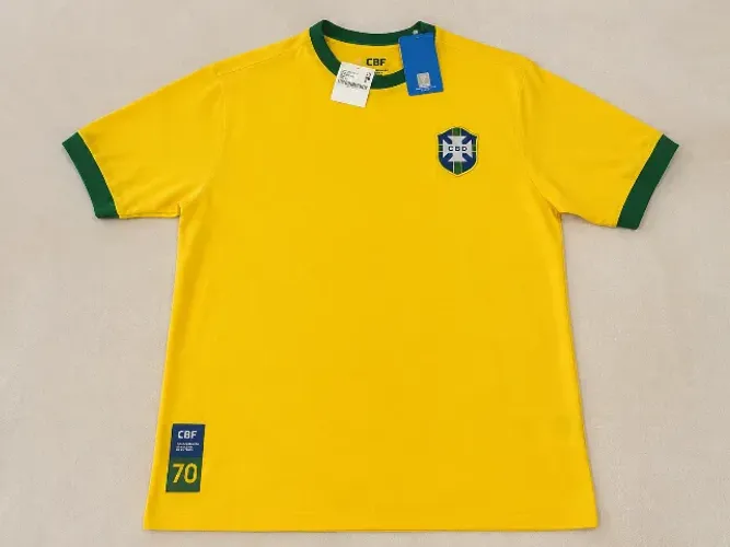 Camisa Retrô Oficial CBF Brasil 1970 Amarela G - Nova com Etiqueta