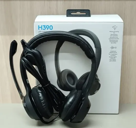 Headset Logitech h390 preto USB com microfone