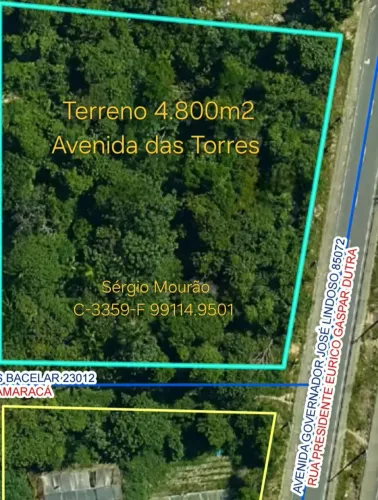Terreno na Av das Torres com 4.800m2. Plano. Próximo PMZ autopeças