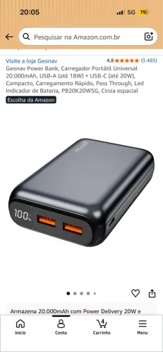 Bateria externa Power Bank Geonav