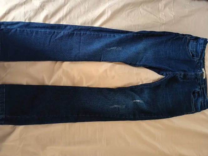 Calça jeans juvenil masculino tamanho 12 anos com ajustes na cintura
