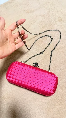 Clutch Pink Metalizada com 2 Alças Removíveis