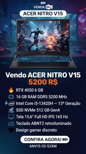 Notebook Acer Nitro V15 RTX 4050 