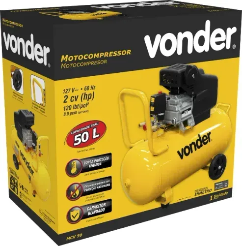 Motocompressor de ar, 8,0 pcm, 50 litros MCV 50 VONDER