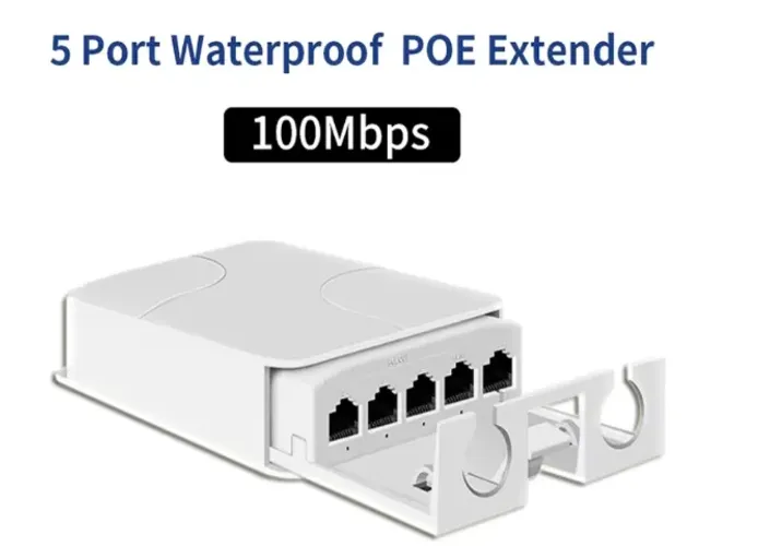 Poe Extender à prova d'água 5p 100/1000mbps