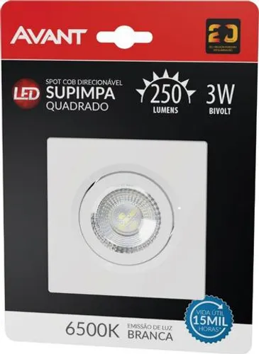 Spot Led Quadrado Embutir 3w 3000k ou 6500k (Avant)