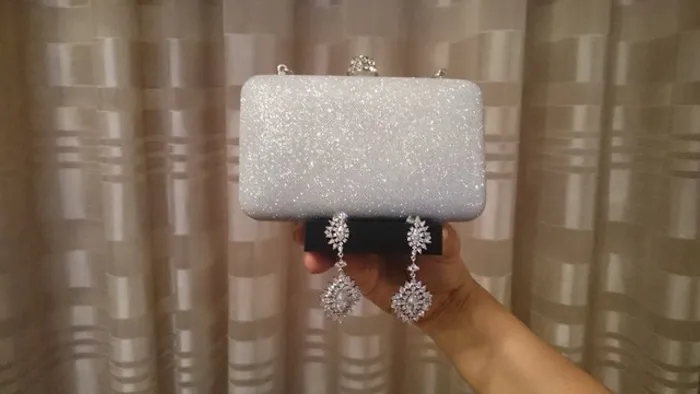 Bolsa para festa +Brinco de Prata Morana